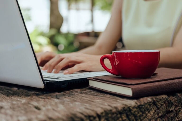 woman using laptop